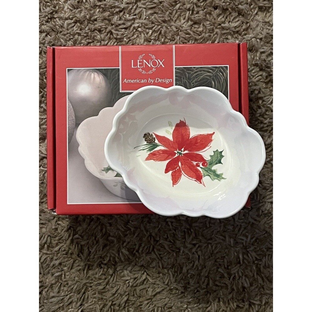Lenox Winter Meadow Fluted Candy Dish Brand New in Box Christmas Holiday